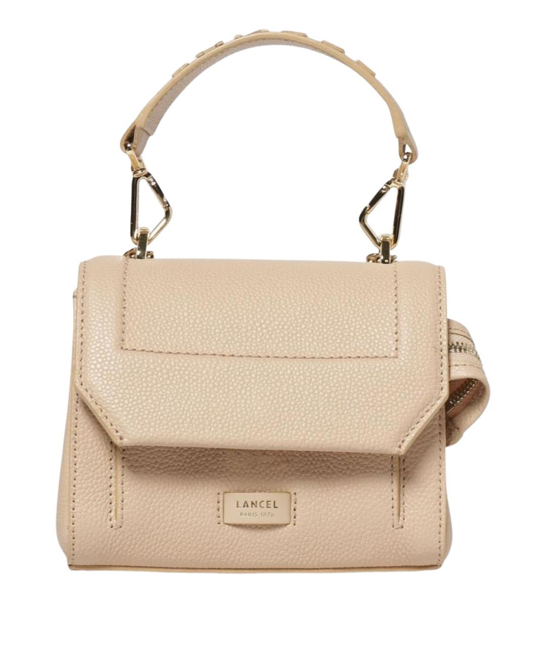 LANCEL Бежевая кожаная сумка через плечо, фото 1