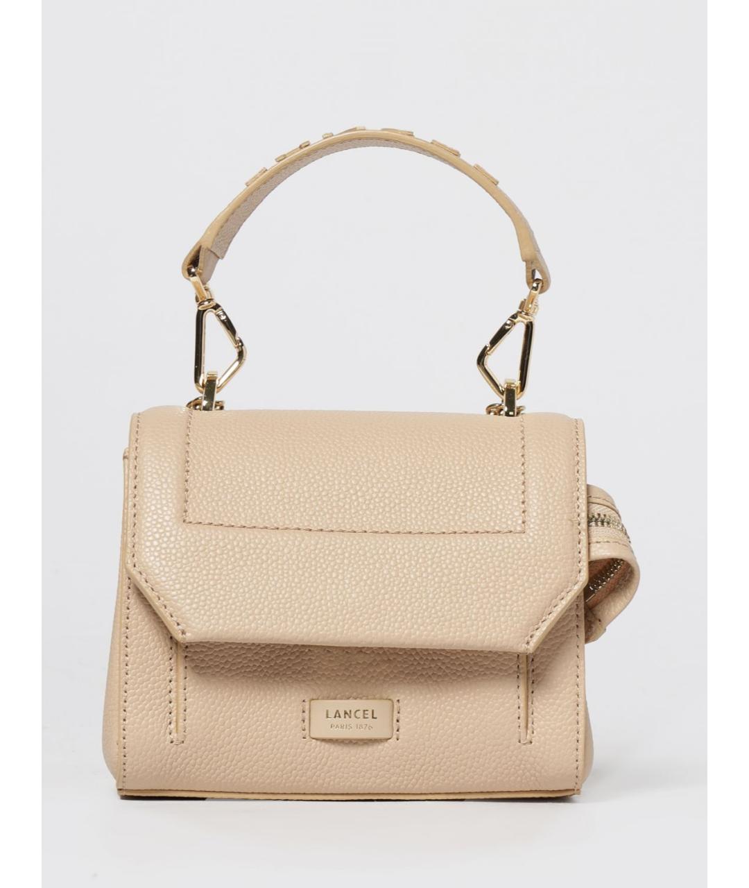 LANCEL Бежевая кожаная сумка через плечо, фото 4