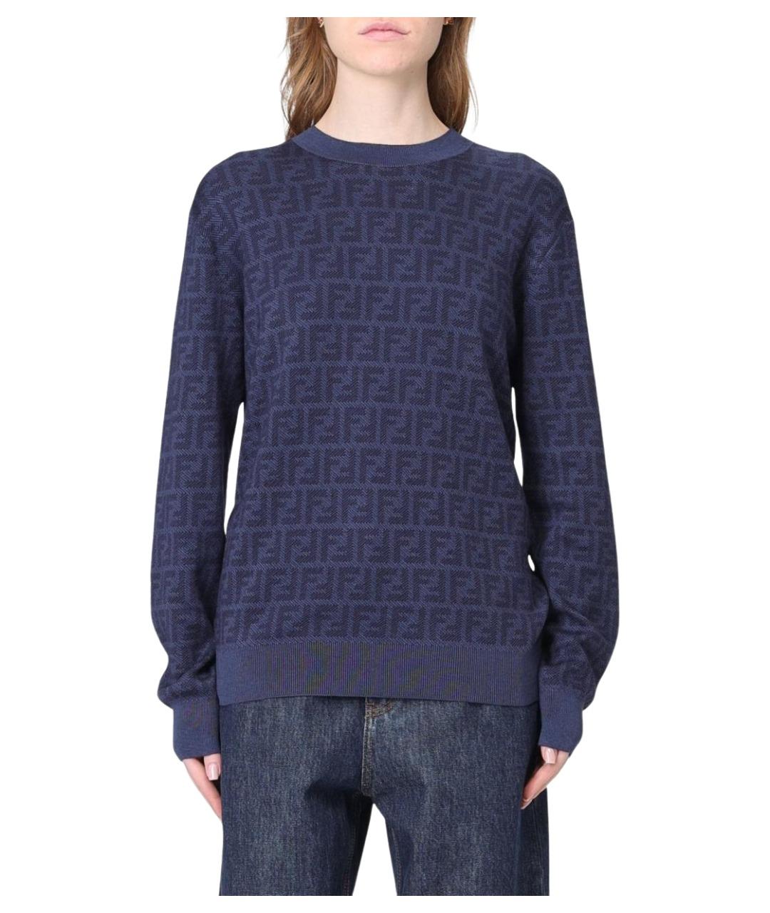 FENDI Синий шерстяной джемпер / свитер, фото 1