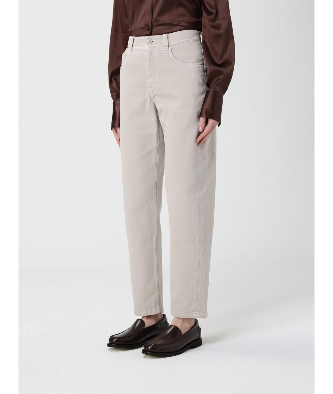 BRUNELLO CUCINELLI Бежевые прямые джинсы, фото 4