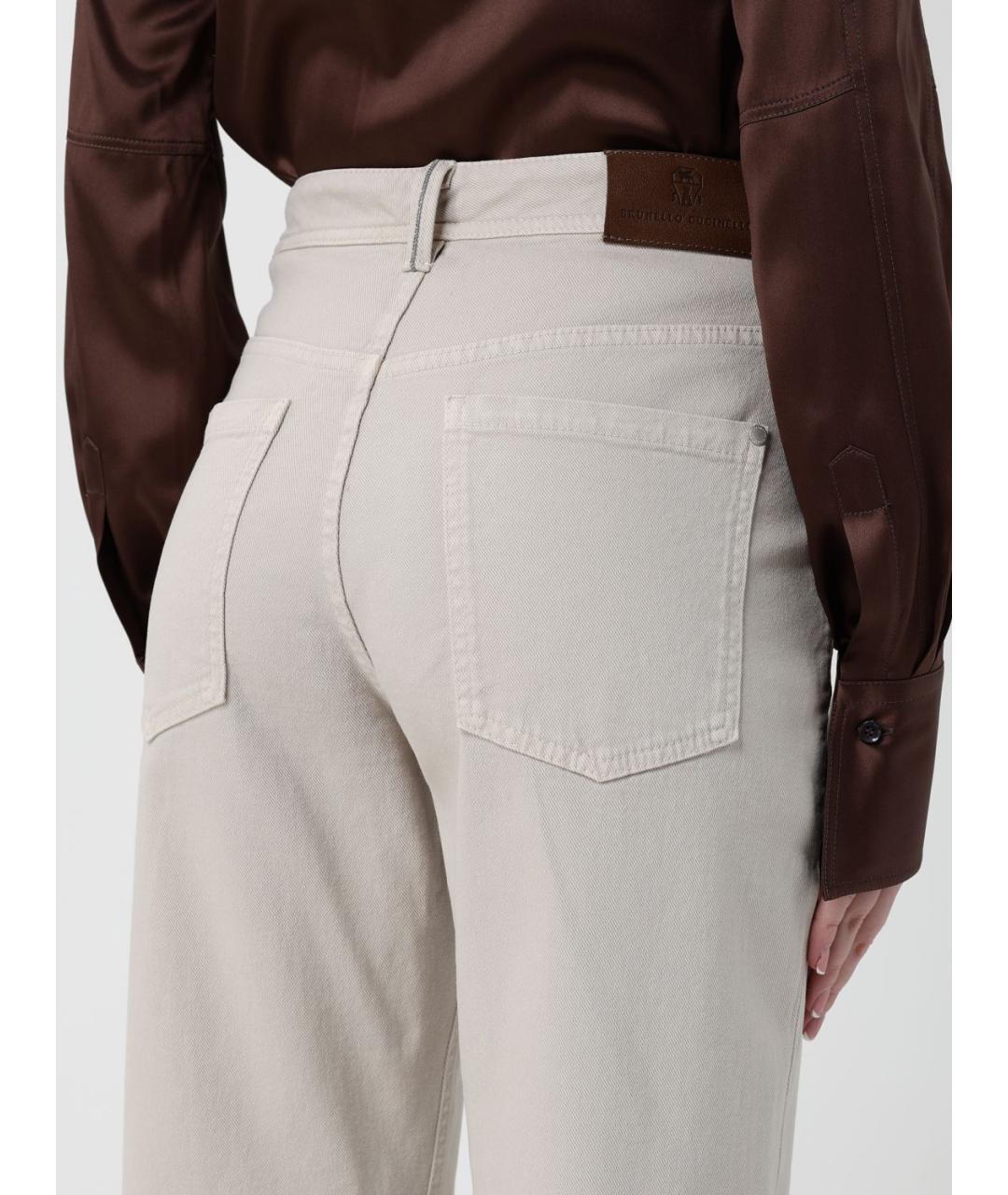 BRUNELLO CUCINELLI Бежевые прямые джинсы, фото 5