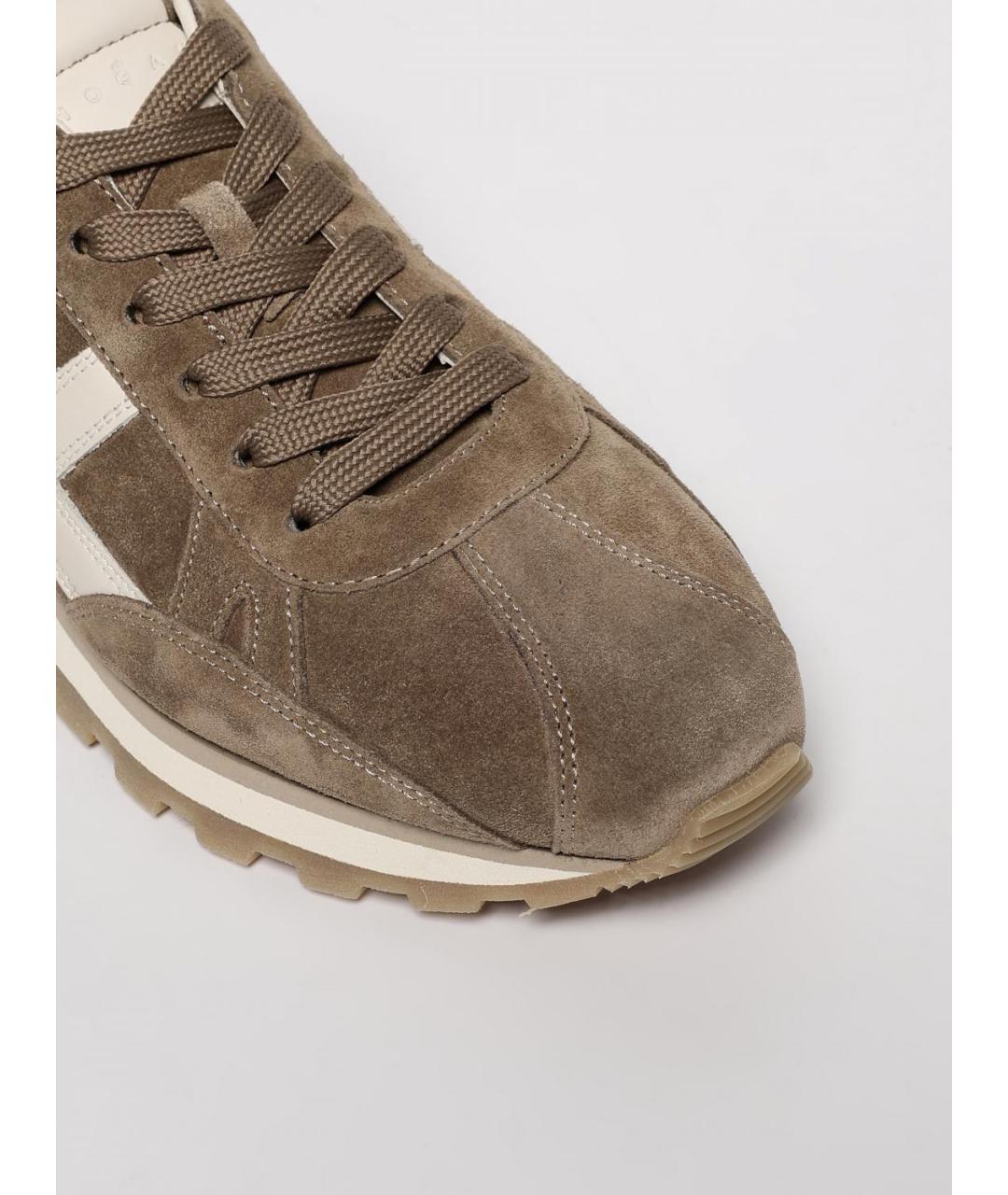 HOGAN Бежевые кожаные низкие кроссовки / кеды, фото 4