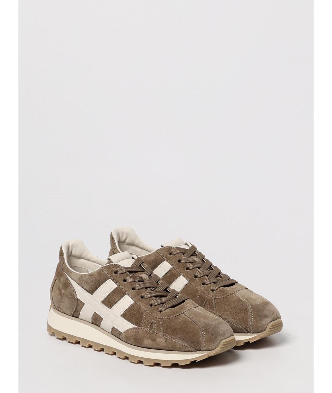 HOGAN Бежевые кожаные низкие кроссовки / кеды, фото 2