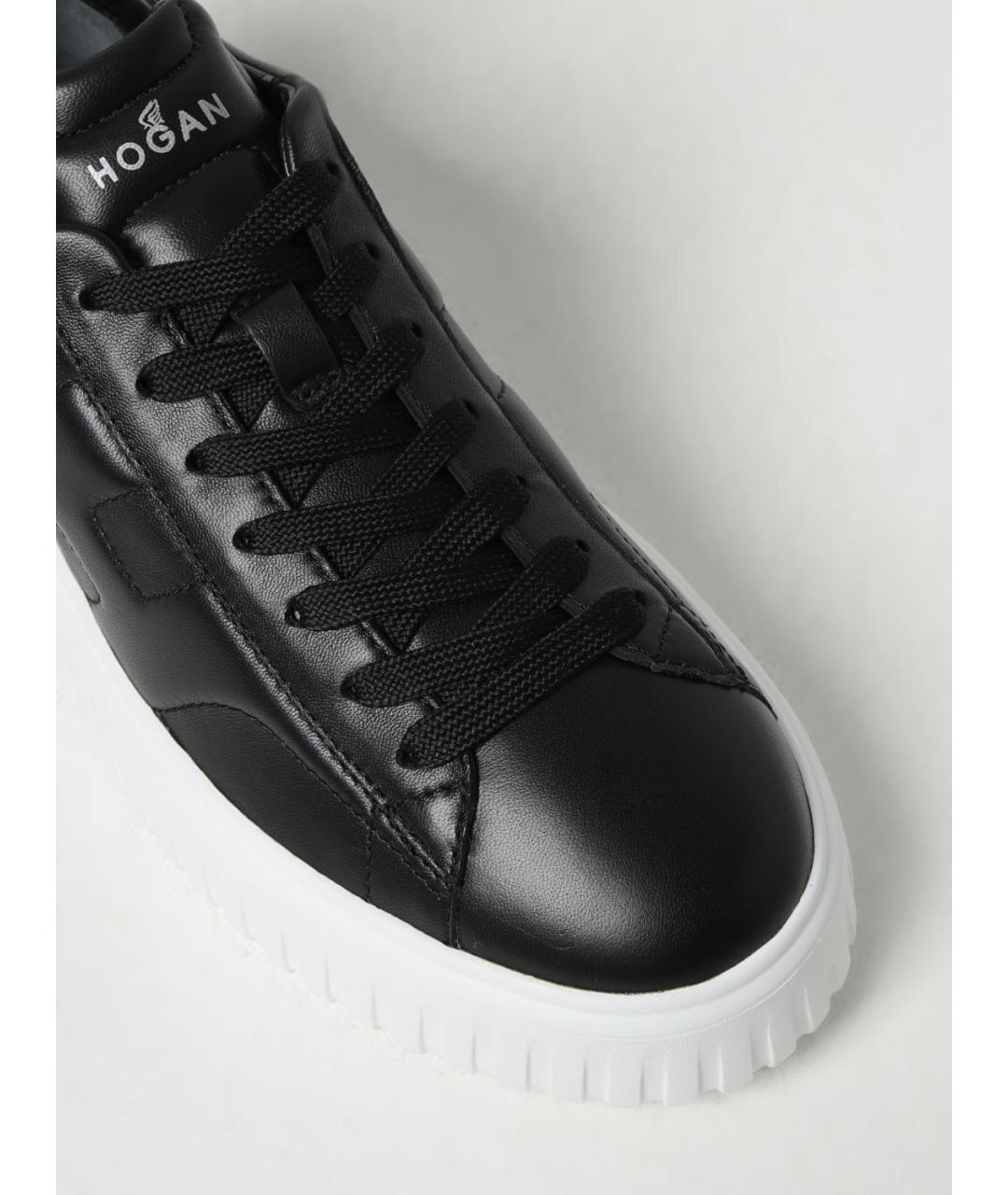 HOGAN Черные кожаные низкие кроссовки / кеды, фото 4