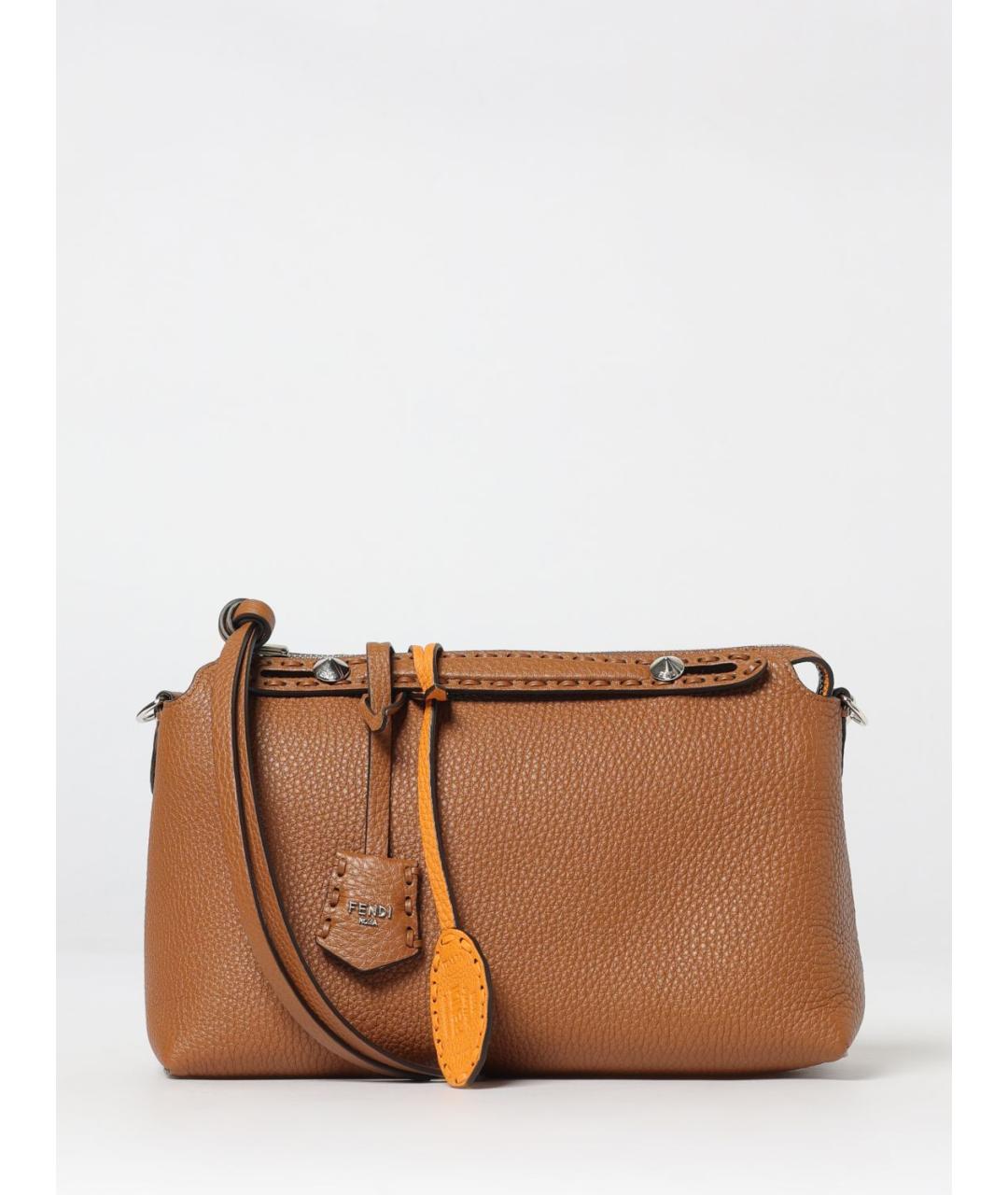 FENDI Коричневая кожаная сумка через плечо, фото 6