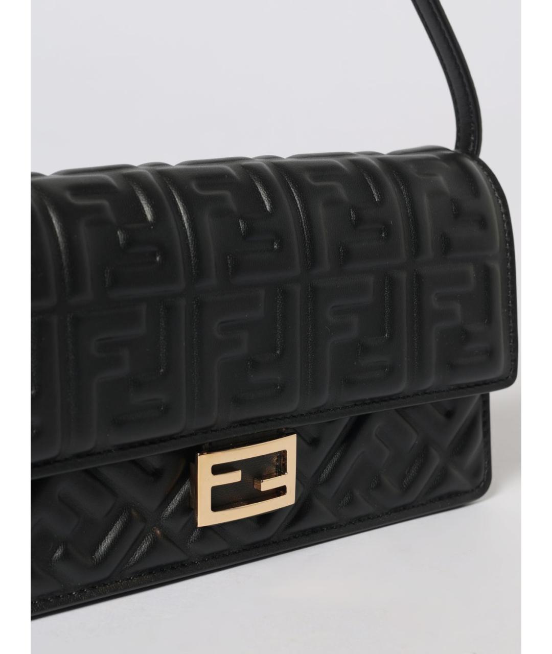 FENDI Черная кожаная сумка через плечо, фото 4