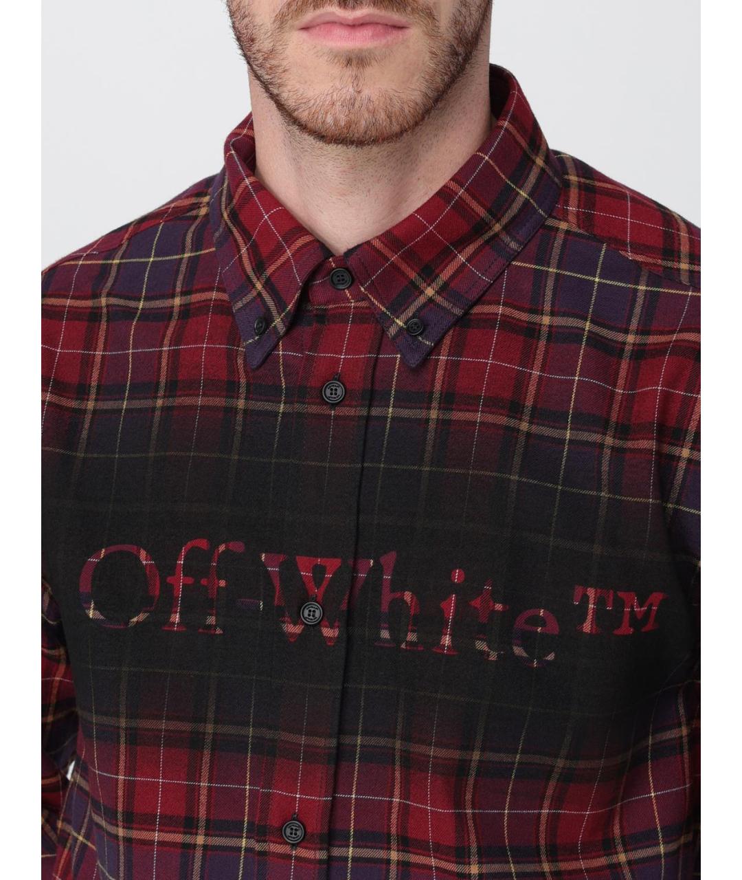 OFF-WHITE Бордовая хлопковая кэжуал рубашка, фото 6