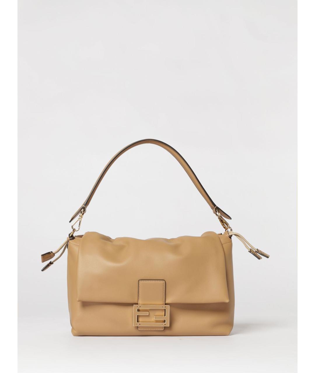 FENDI Бежевая кожаная сумка через плечо, фото 6