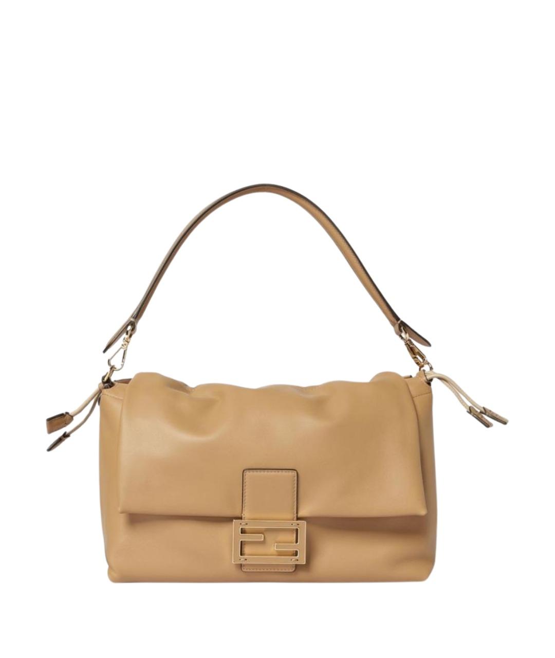 FENDI Бежевая кожаная сумка через плечо, фото 1