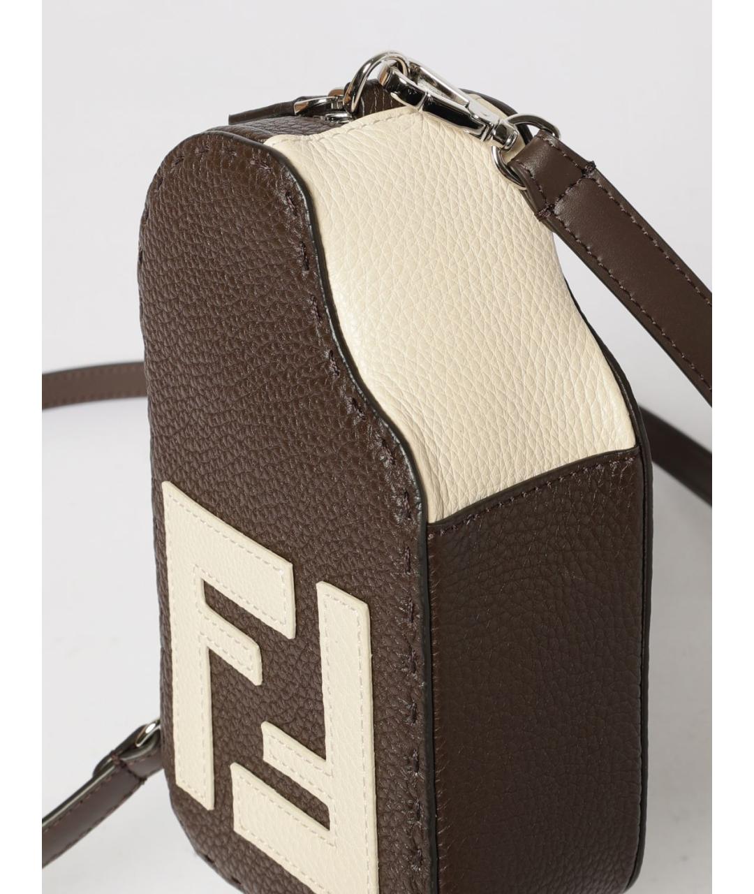 FENDI Коричневая кожаная сумка на плечо, фото 4