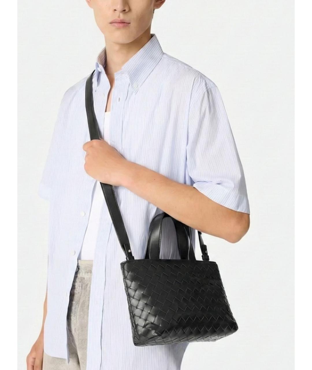 BOTTEGA VENETA Черная кожаная сумка на плечо, фото 2