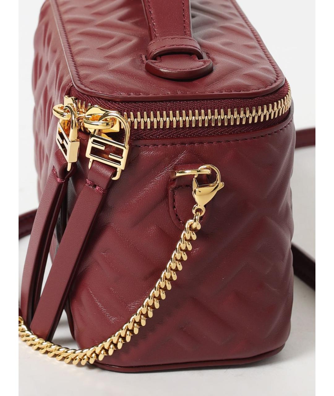 FENDI Бордовая кожаная сумка через плечо, фото 4