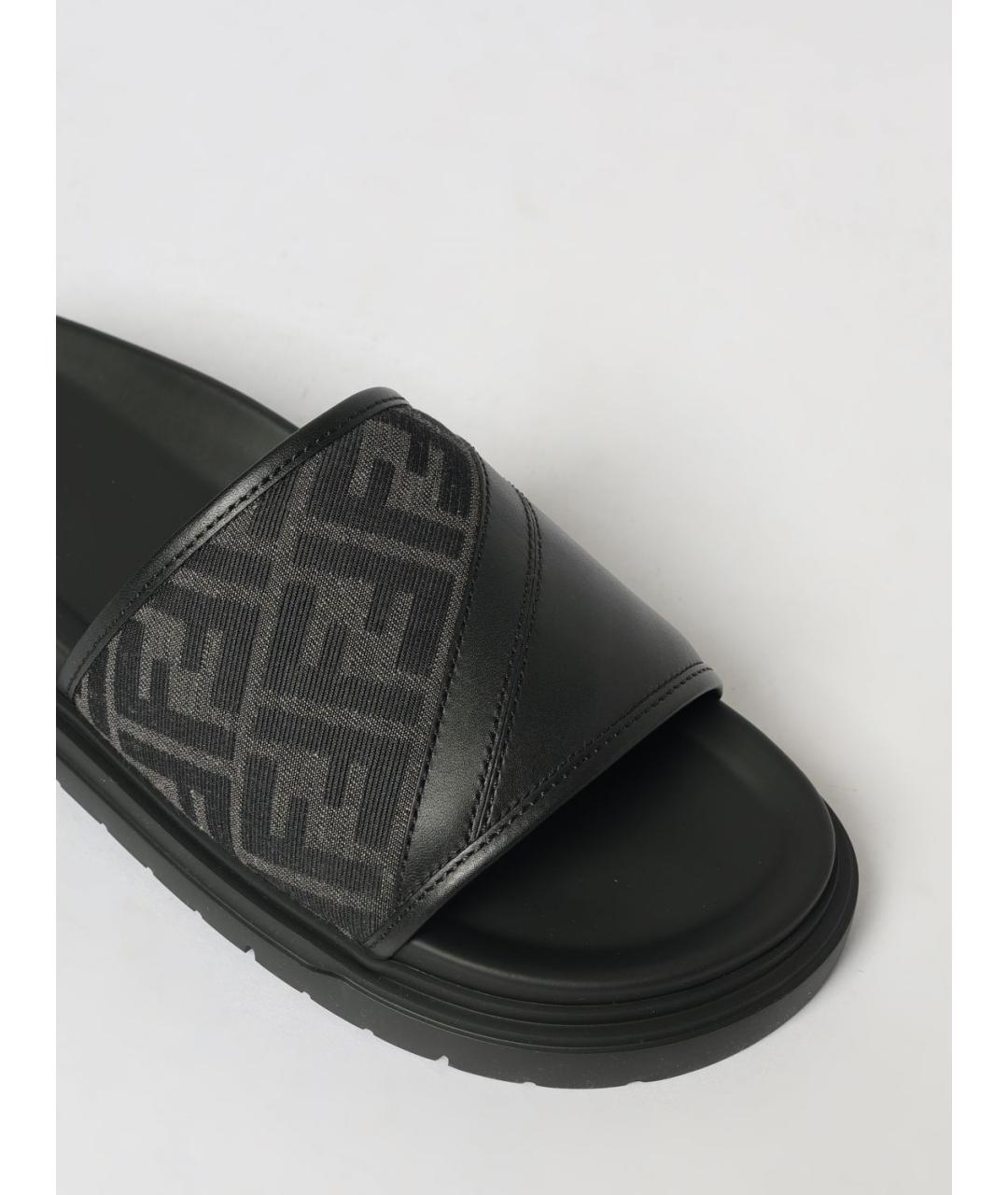 FENDI Черные шлепанцы, фото 4