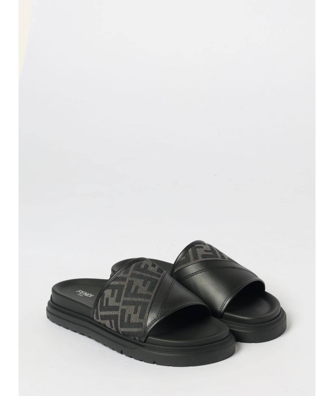 FENDI Черные шлепанцы, фото 2