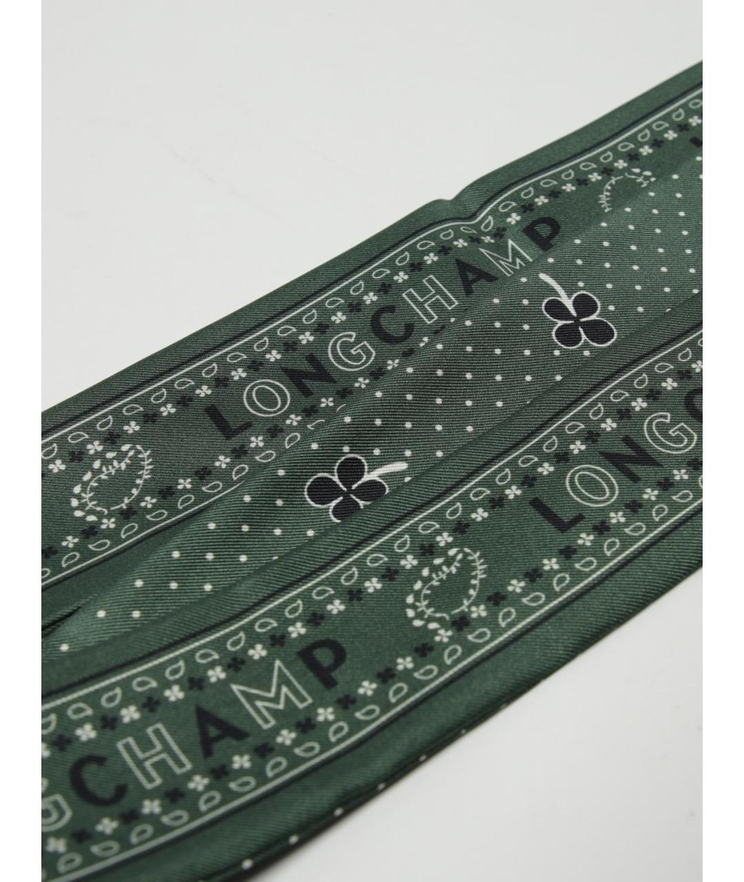 LONGCHAMP Зеленый шелковый шарф, фото 3