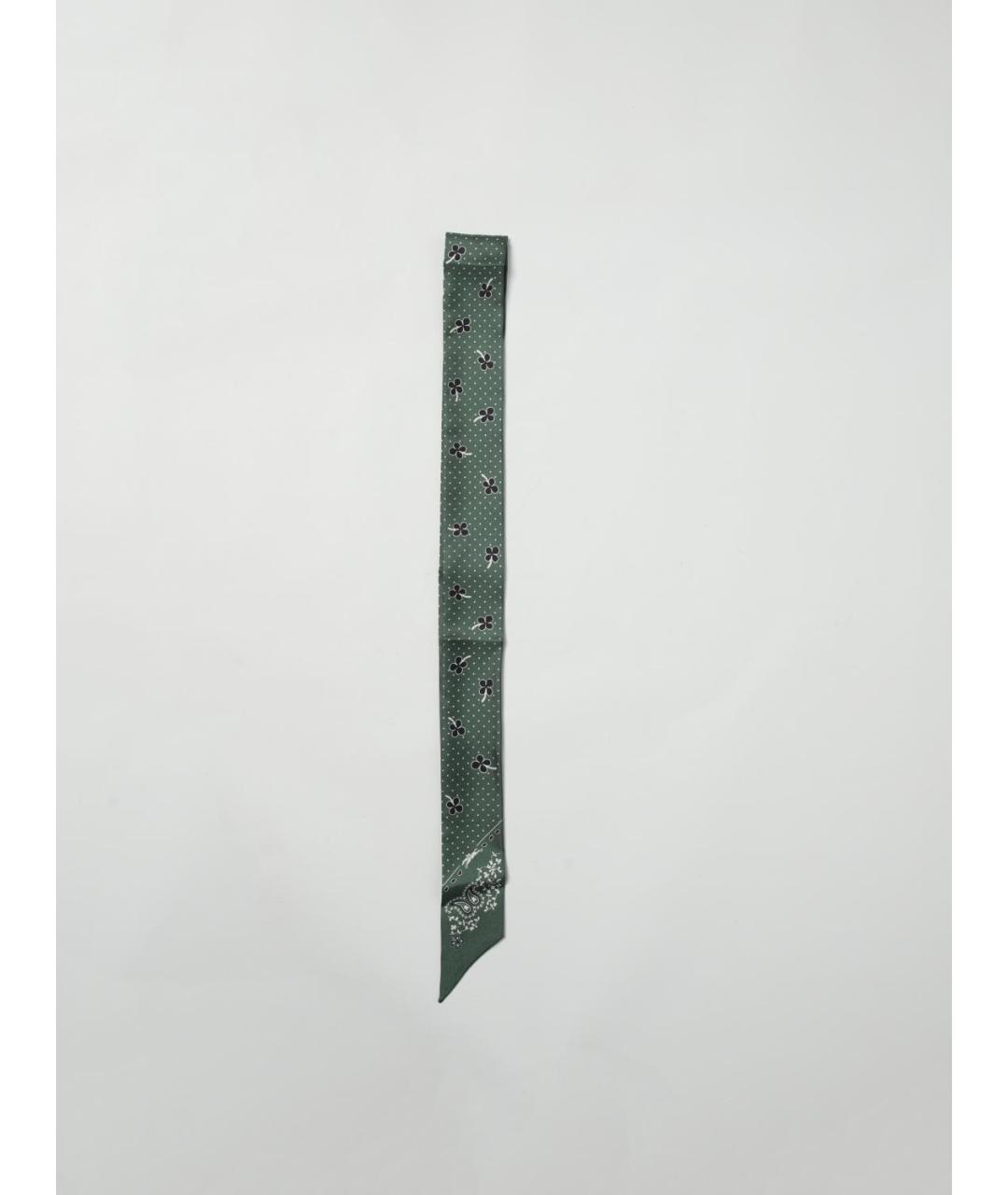 LONGCHAMP Зеленый шелковый шарф, фото 4