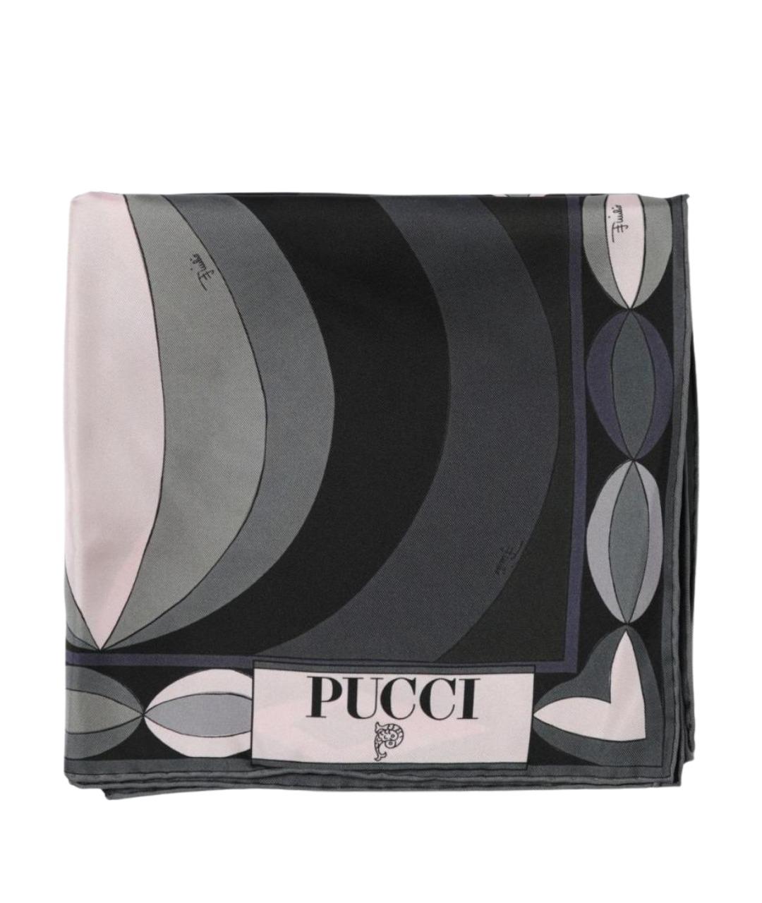 PUCCI Серый шелковый шарф, фото 1