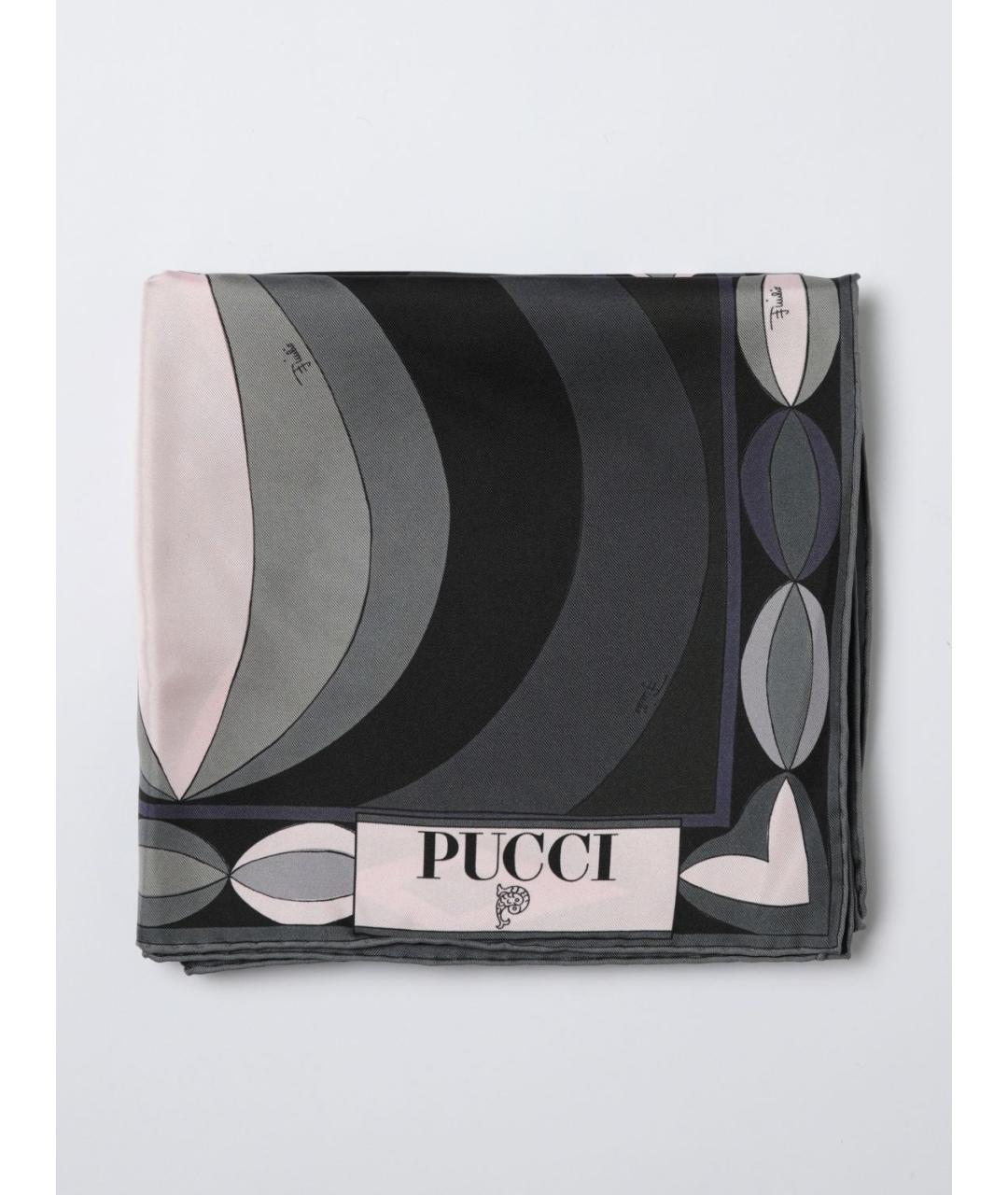 PUCCI Серый шелковый шарф, фото 5
