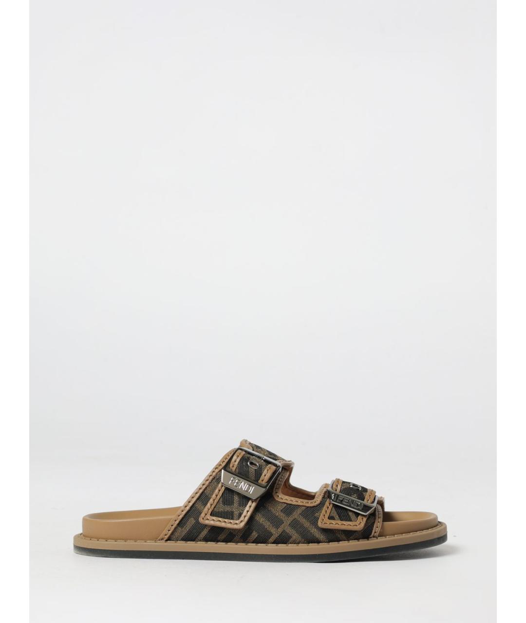 FENDI Коричневые кожаные сандалии, фото 5