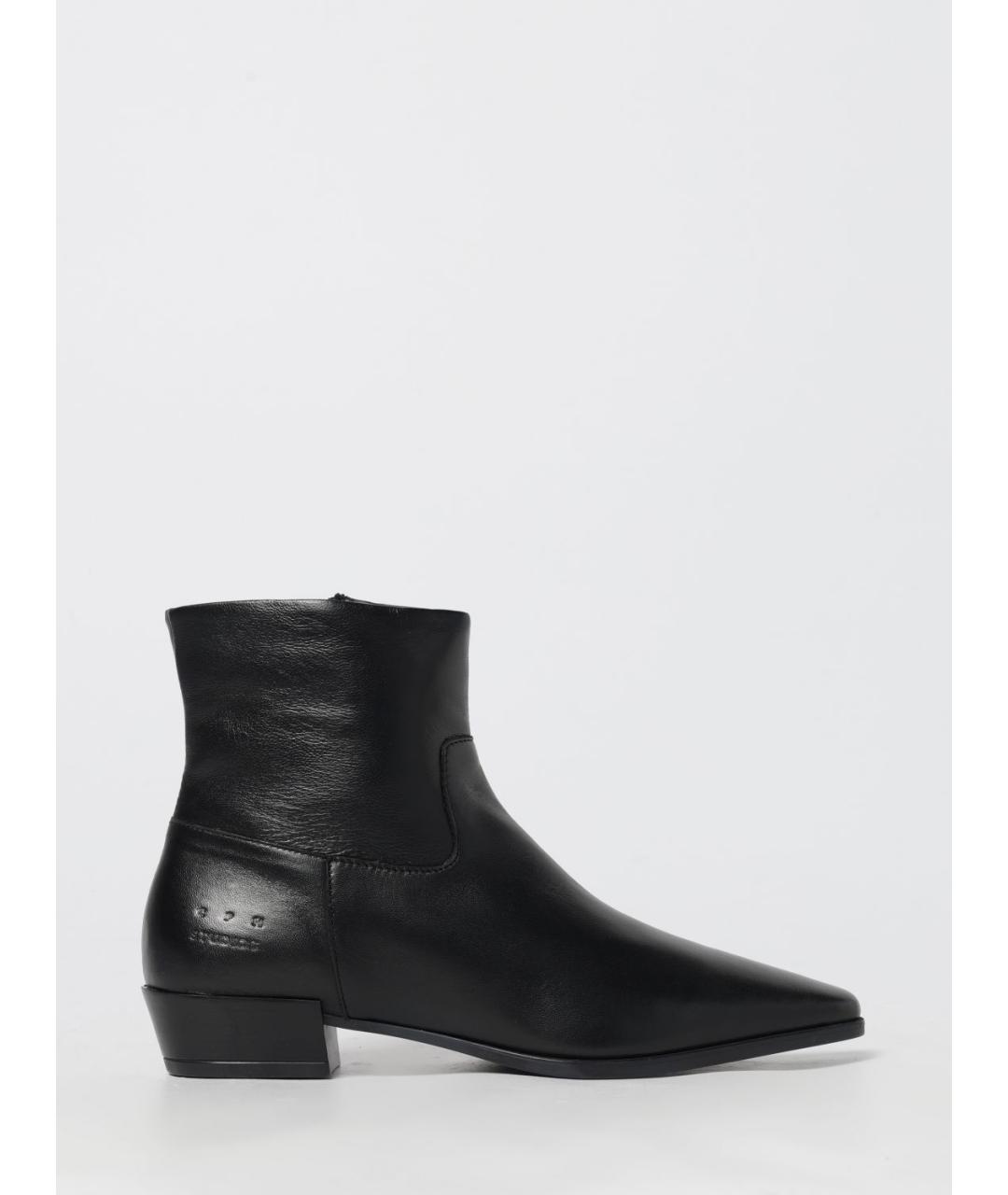 COPENHAGEN Черные кожаные ботильоны, фото 4