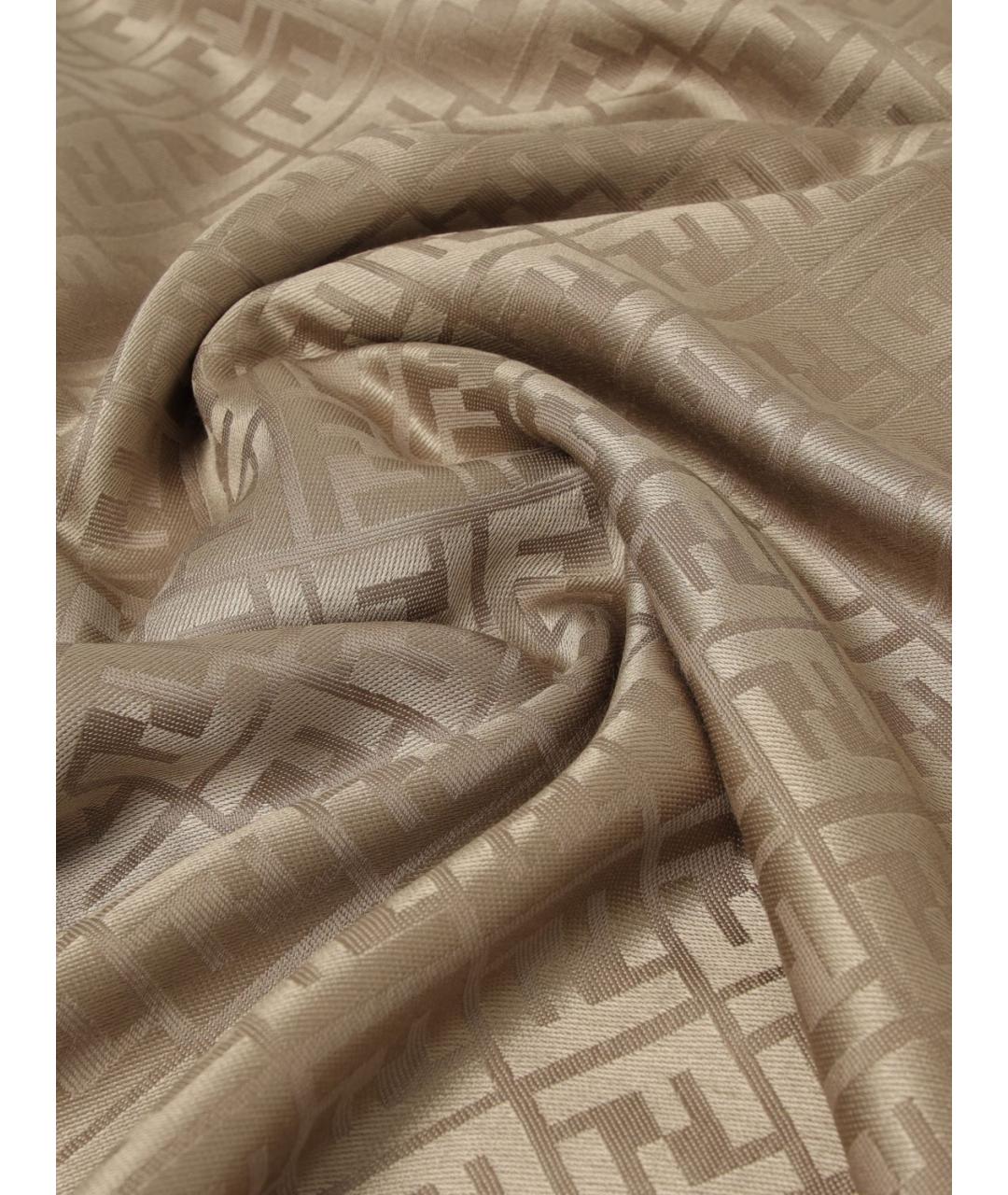 FENDI Бежевый шелковый шарф, фото 3