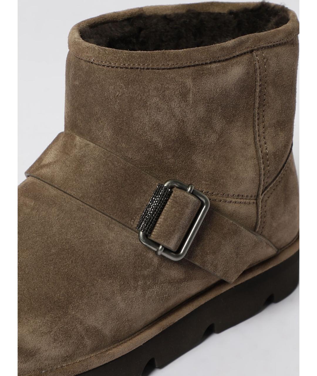 BRUNELLO CUCINELLI Коричневые замшевые ботинки, фото 4