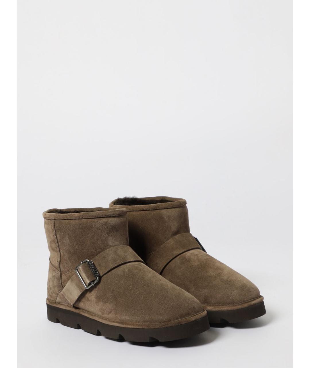 BRUNELLO CUCINELLI Коричневые замшевые ботинки, фото 2