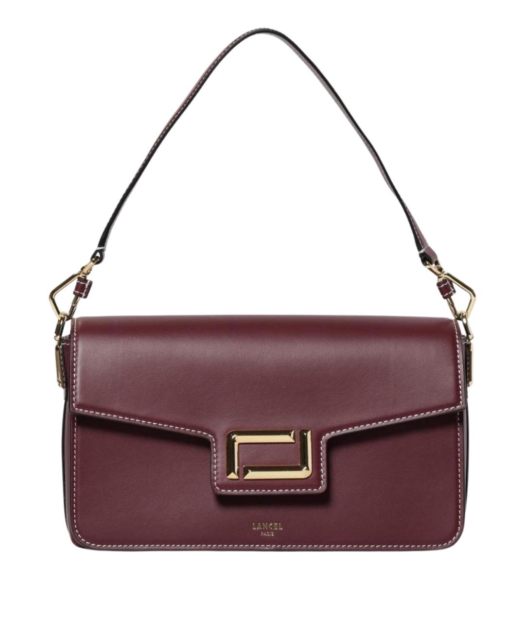 LANCEL Бордовая кожаная сумка через плечо, фото 1