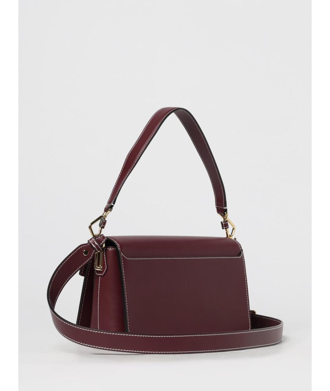 LANCEL Бордовая кожаная сумка через плечо, фото 2