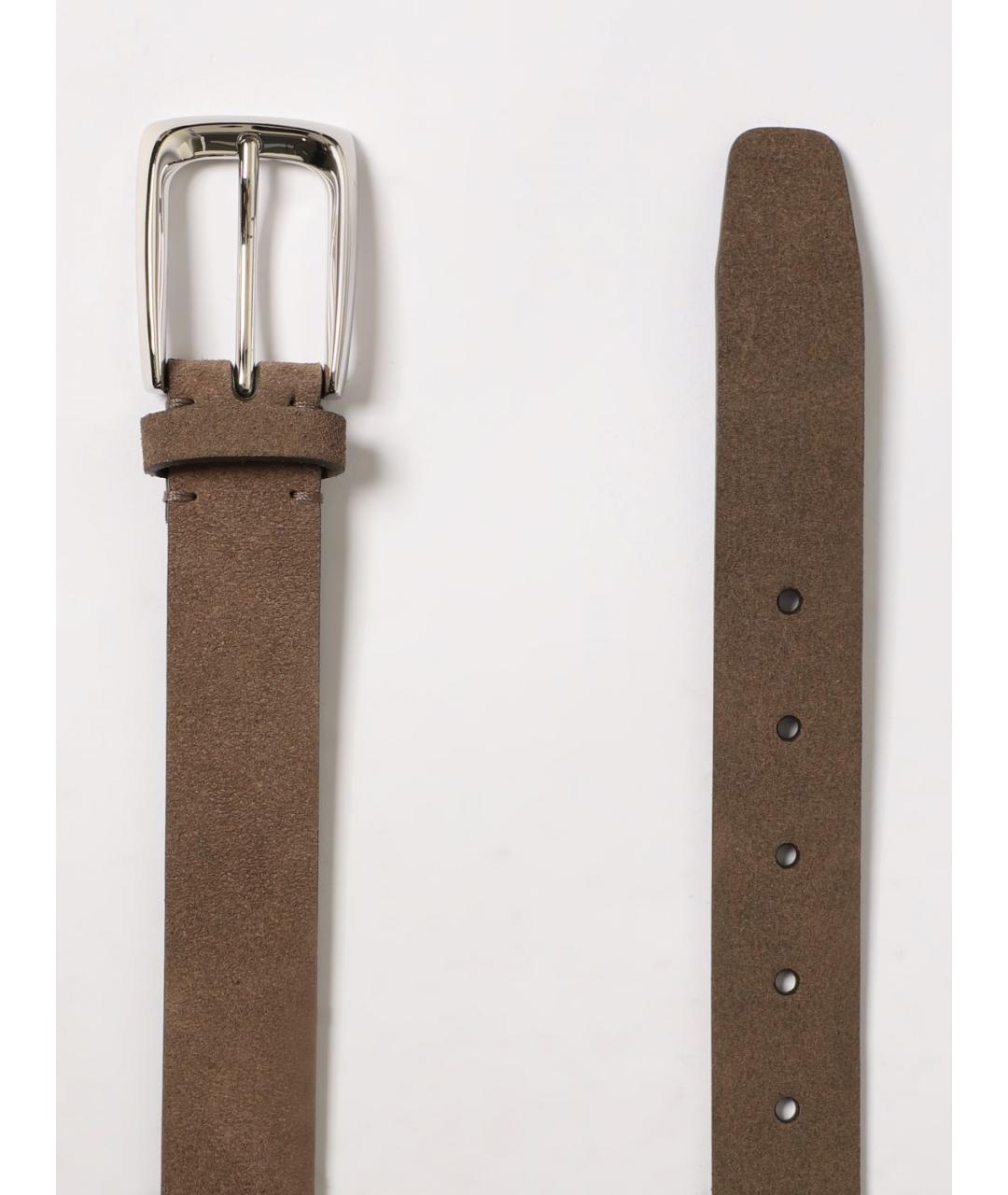 BRUNELLO CUCINELLI Коричневый замшевый ремень, фото 2