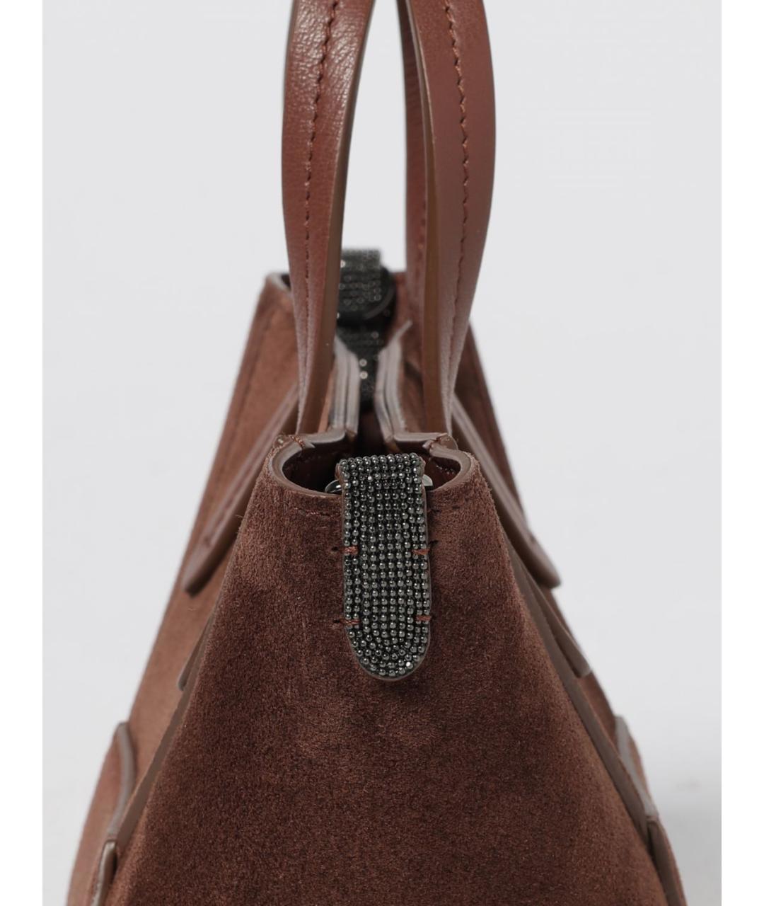 BRUNELLO CUCINELLI Коричневая замшевая сумка тоут, фото 4