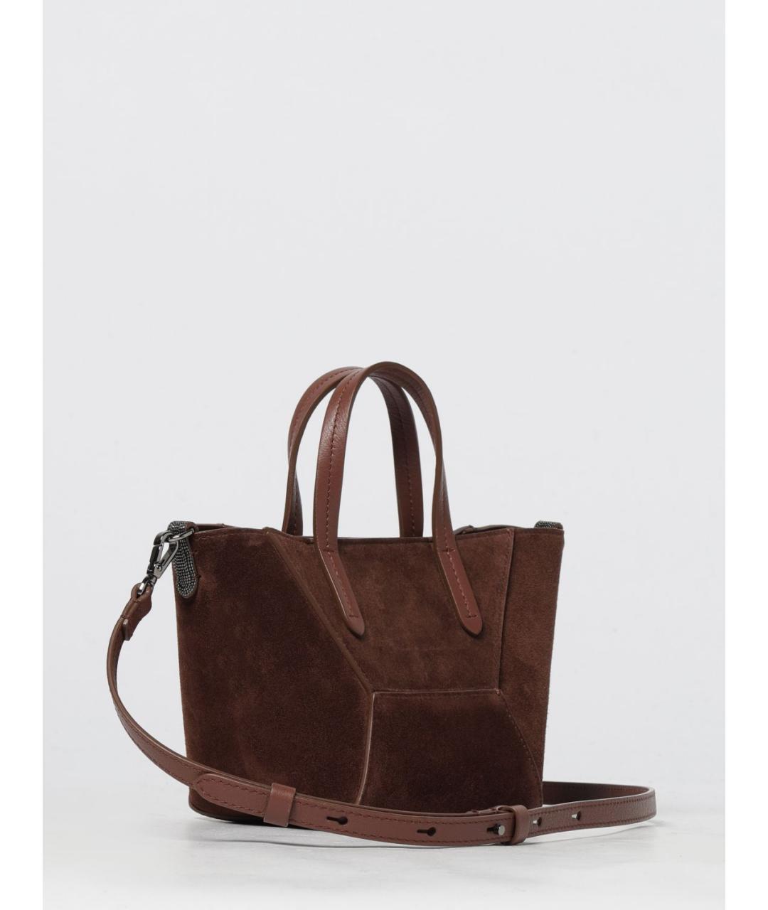 BRUNELLO CUCINELLI Коричневая замшевая сумка тоут, фото 3