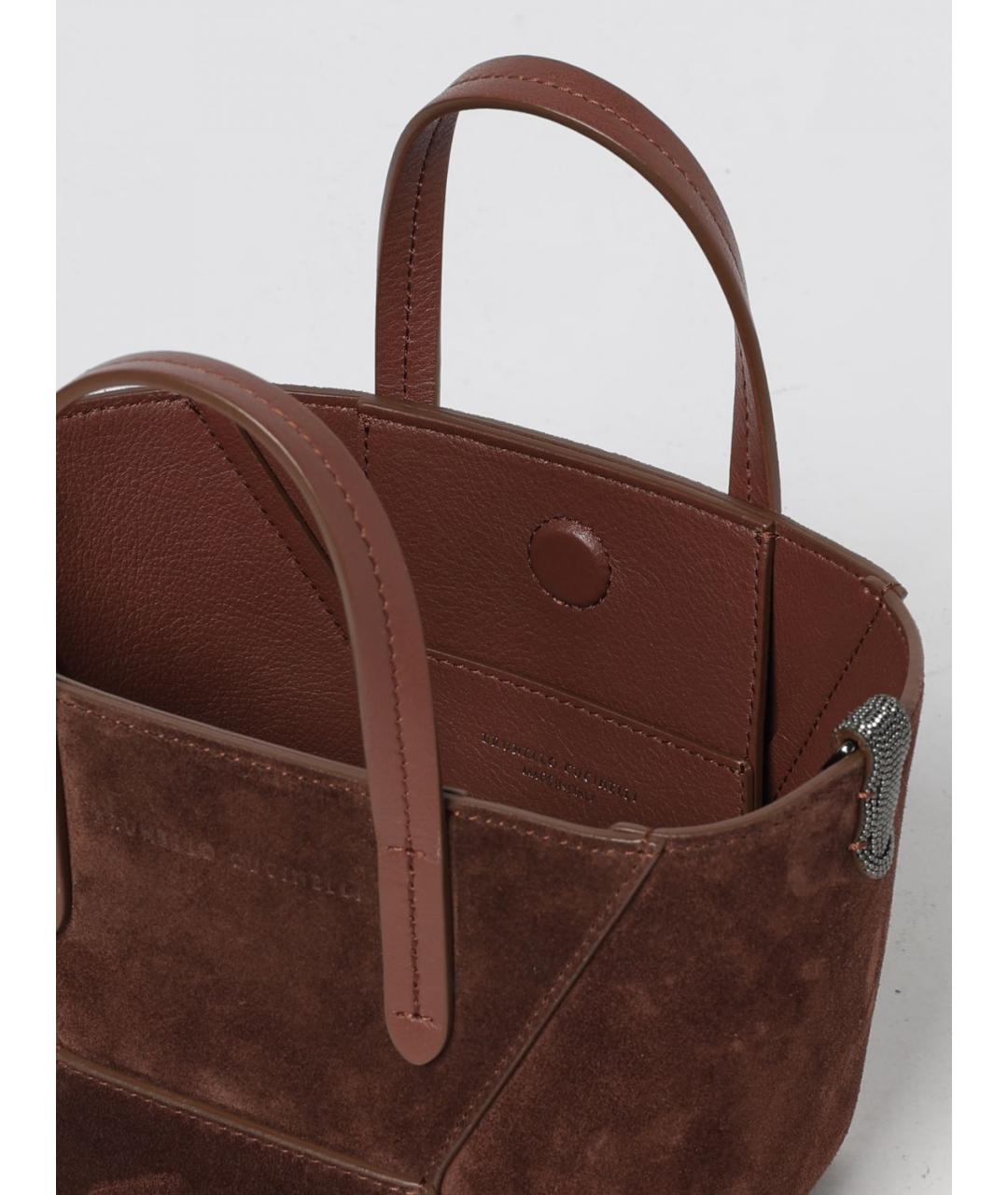 BRUNELLO CUCINELLI Коричневая замшевая сумка тоут, фото 5