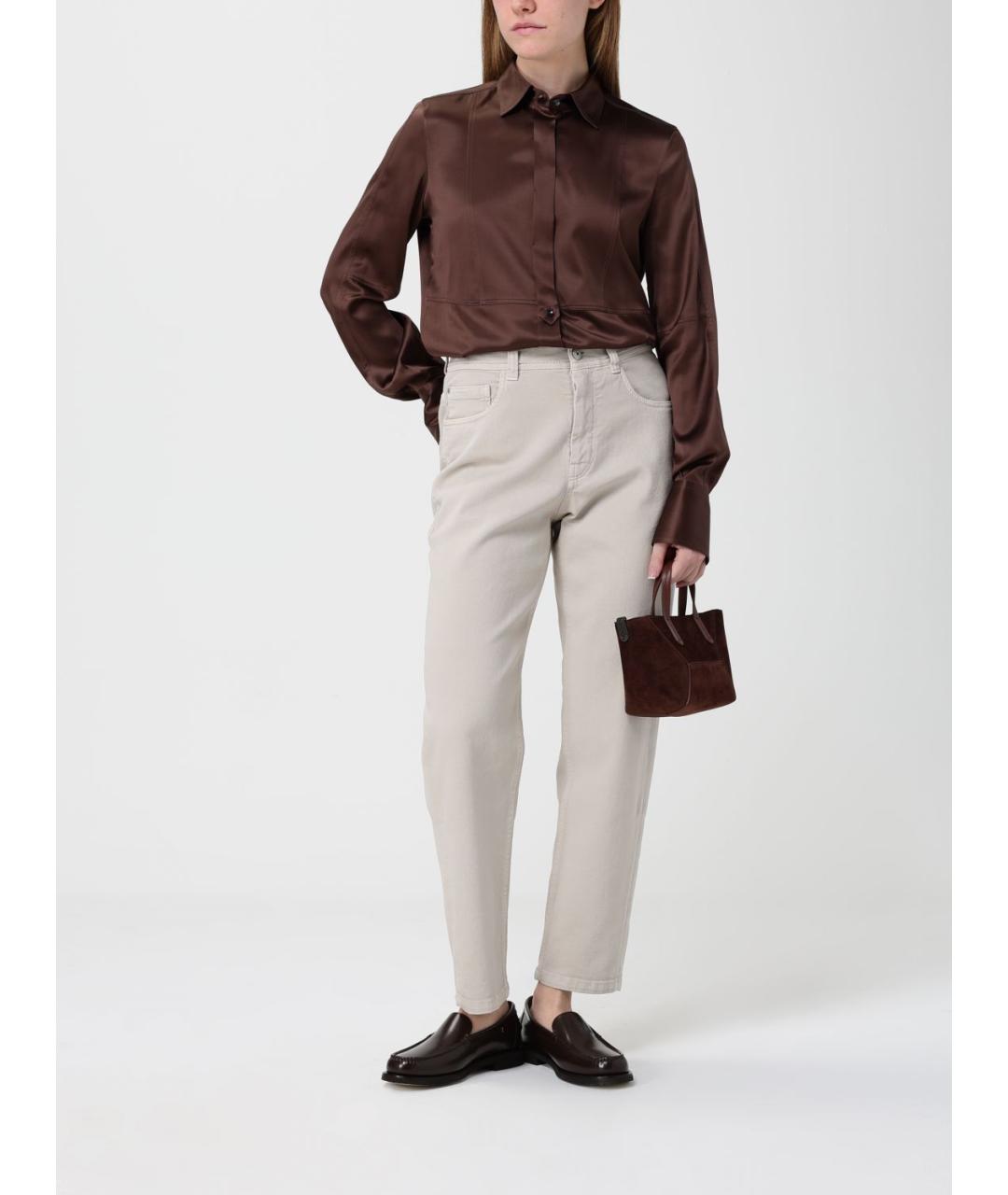 BRUNELLO CUCINELLI Коричневая замшевая сумка тоут, фото 2