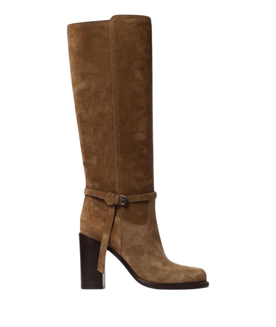 BRUNELLO CUCINELLI Бежевые замшевые сапоги, фото 1