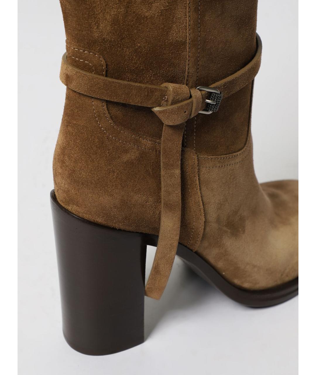 BRUNELLO CUCINELLI Бежевые замшевые сапоги, фото 4