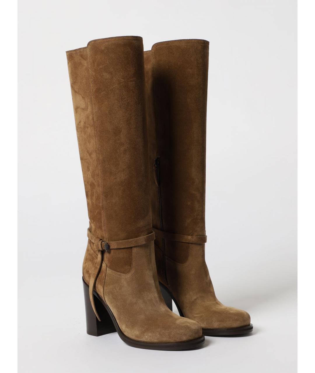 BRUNELLO CUCINELLI Бежевые замшевые сапоги, фото 2