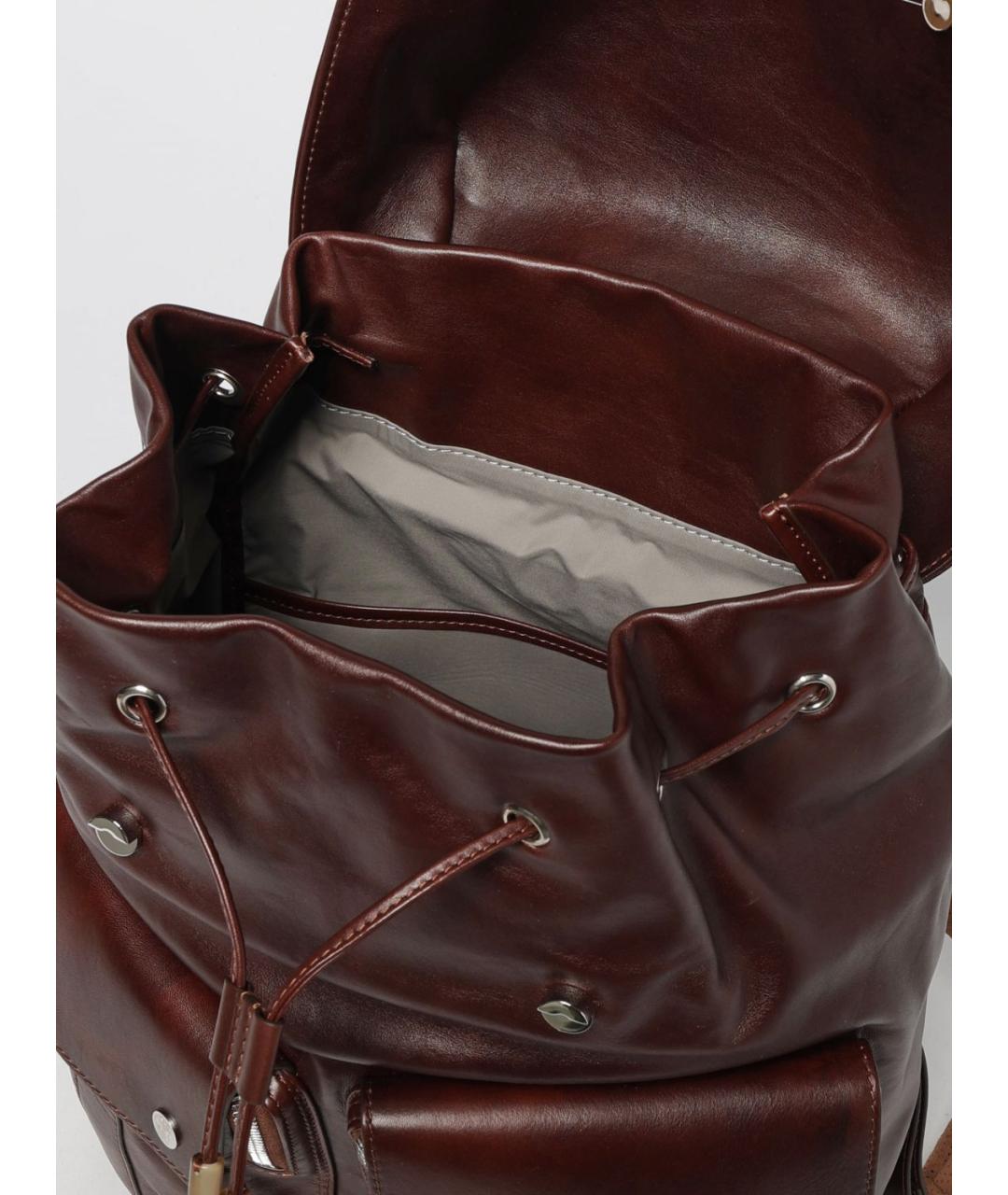 BRUNELLO CUCINELLI Коричневый кожаный рюкзак, фото 5
