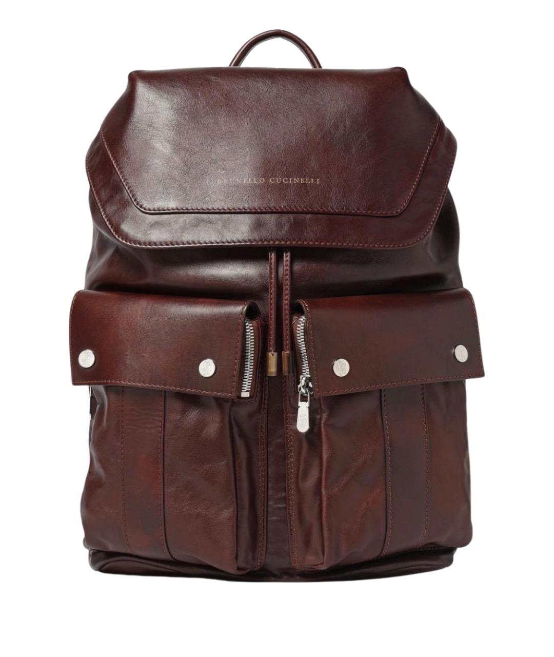 BRUNELLO CUCINELLI Коричневый кожаный рюкзак, фото 1