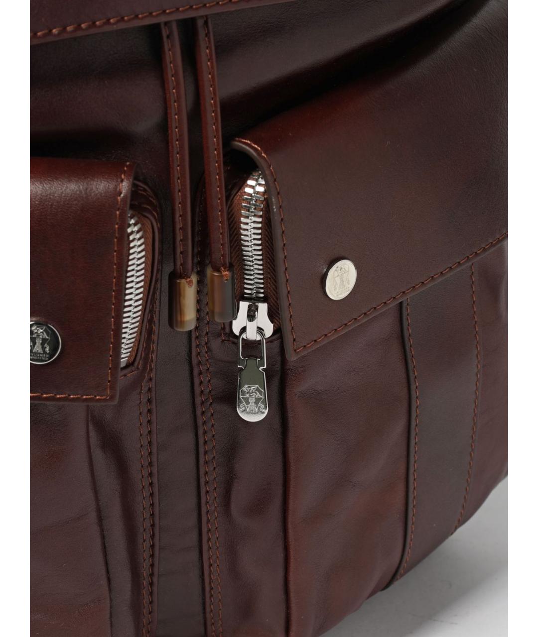 BRUNELLO CUCINELLI Коричневый кожаный рюкзак, фото 4