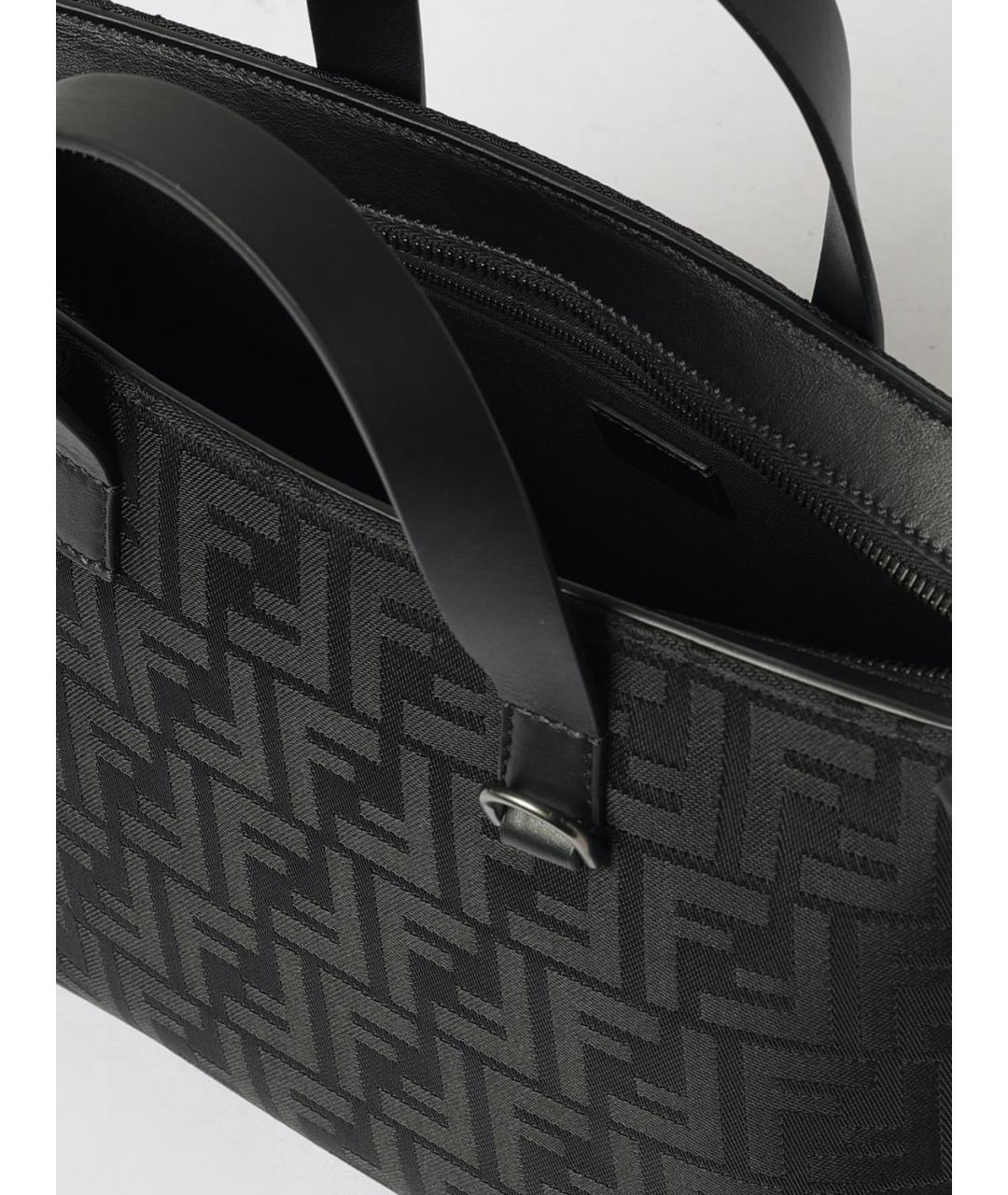 FENDI Черная тканевая сумка тоут, фото 5