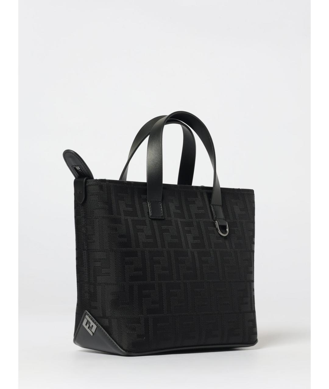 FENDI Черная тканевая сумка тоут, фото 3