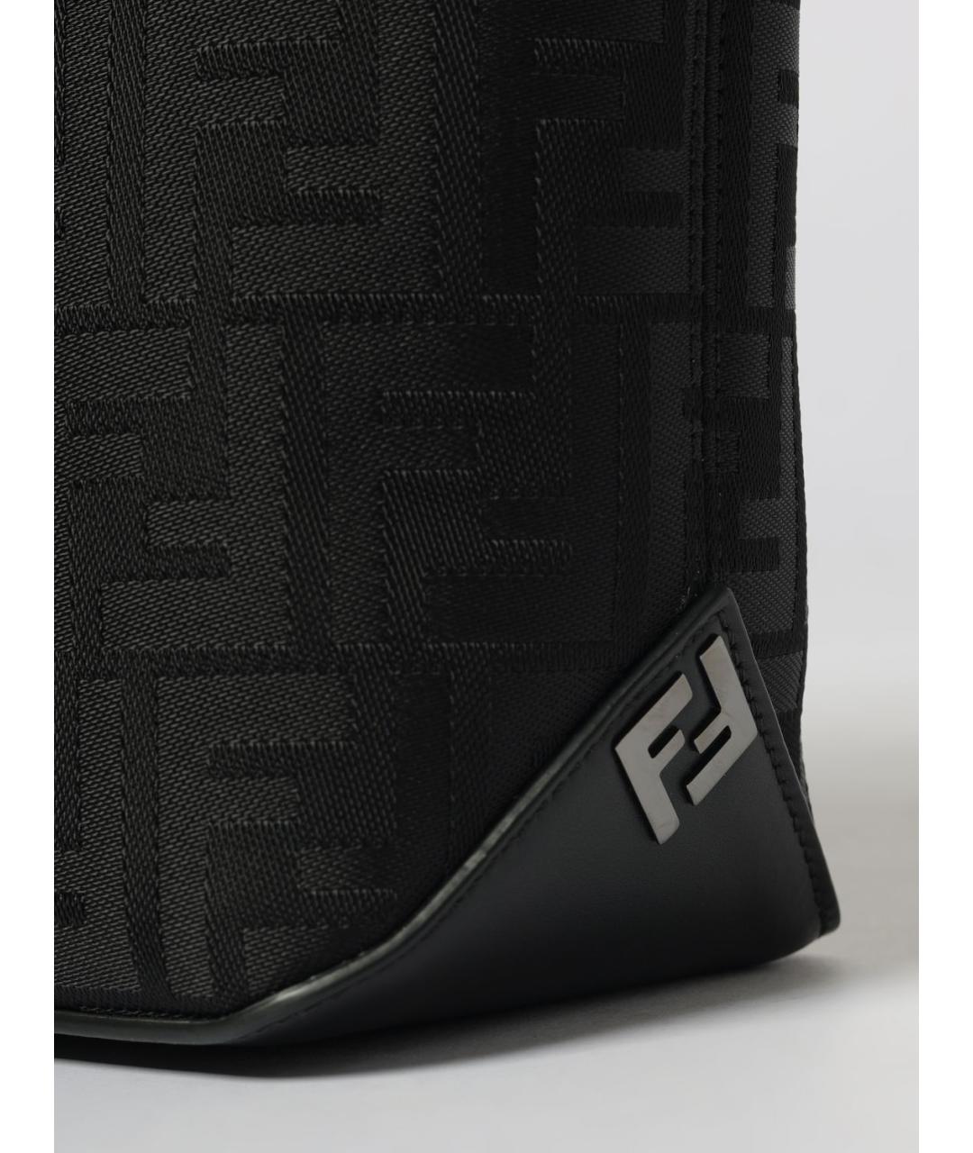 FENDI Черная тканевая сумка тоут, фото 4