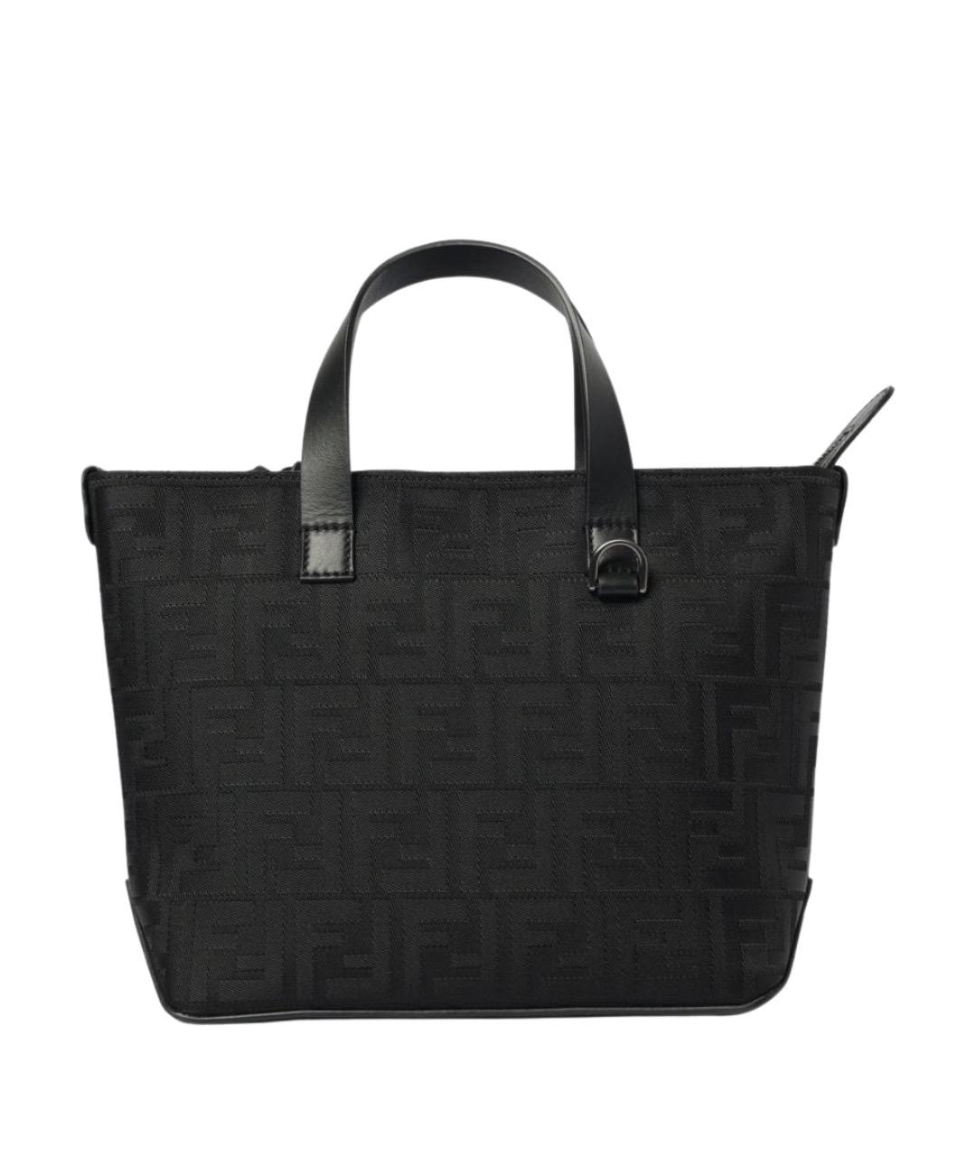 FENDI Черная тканевая сумка тоут, фото 1