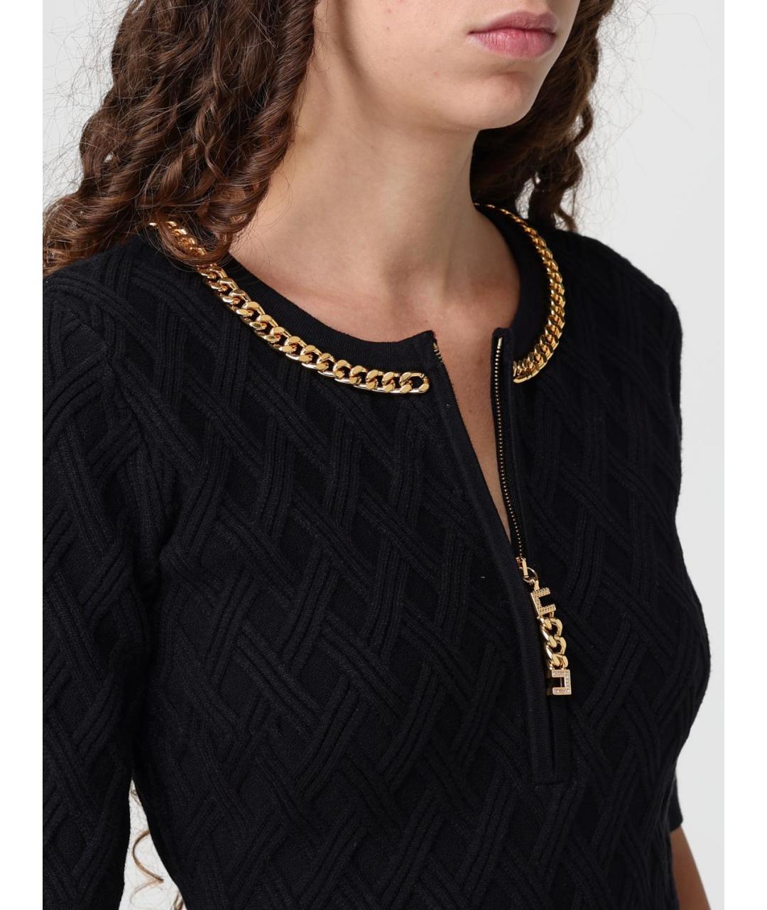 ELISABETTA FRANCHI Черное вискозное платье, фото 4