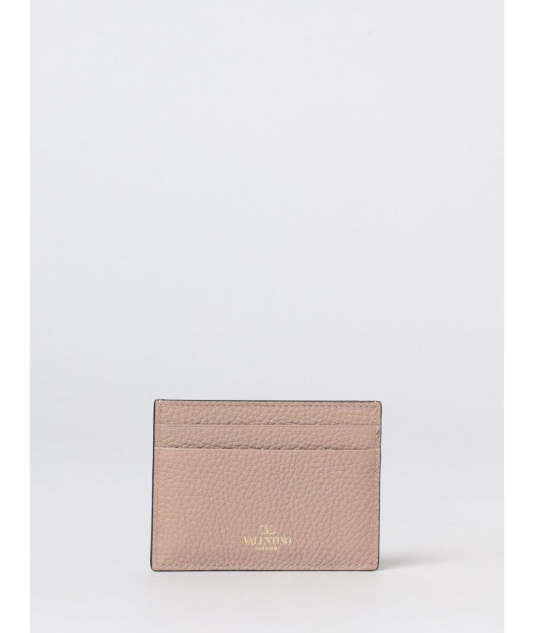 VALENTINO Бежевый кожаный кардхолдер, фото 2