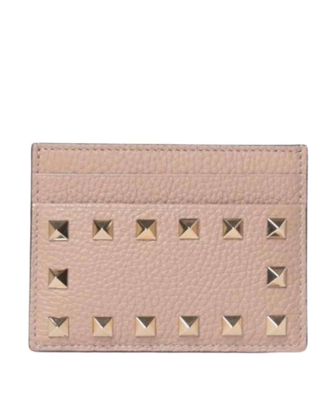 VALENTINO Бежевый кожаный кардхолдер, фото 1