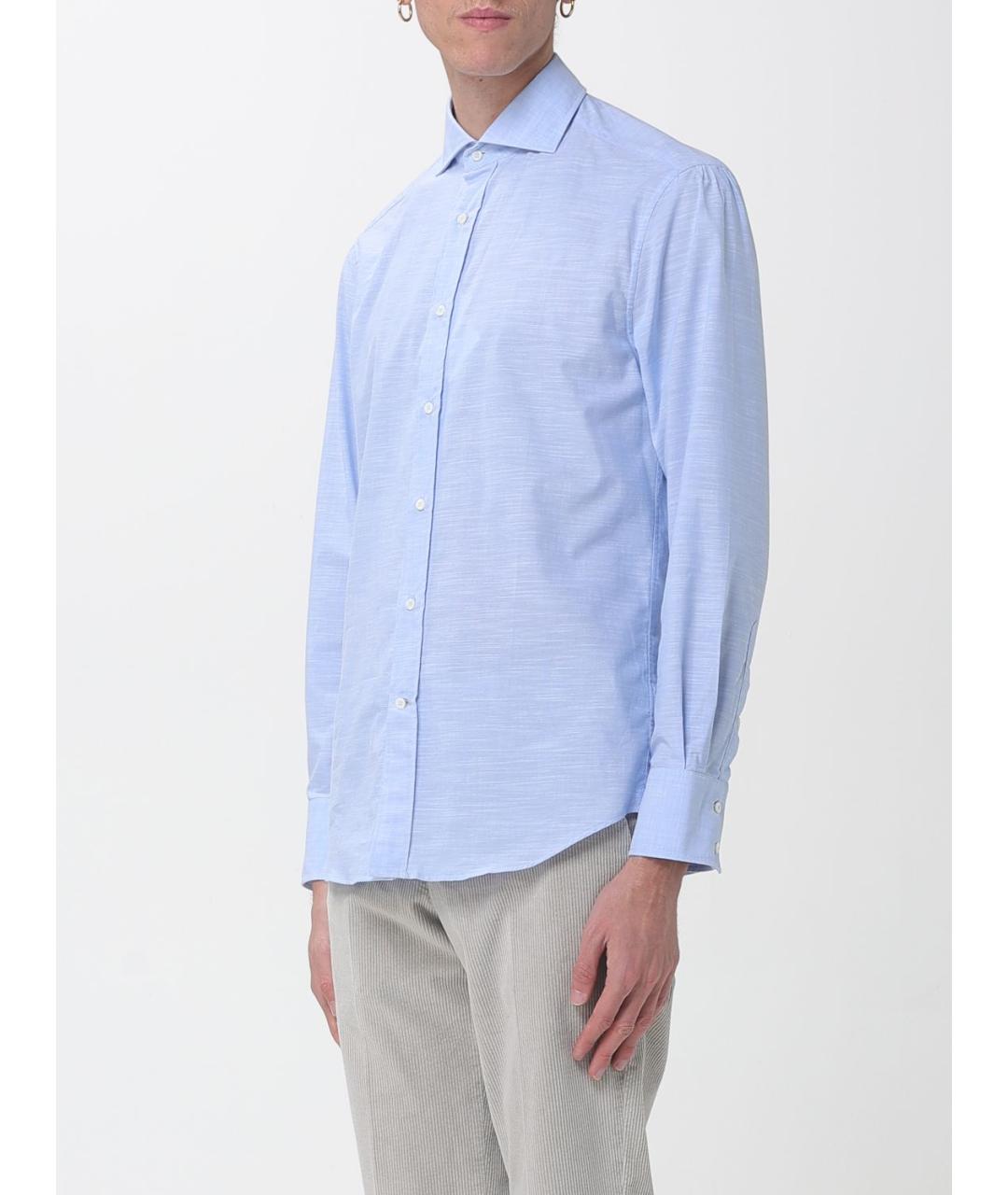 BRUNELLO CUCINELLI Голубая кэжуал рубашка, фото 3