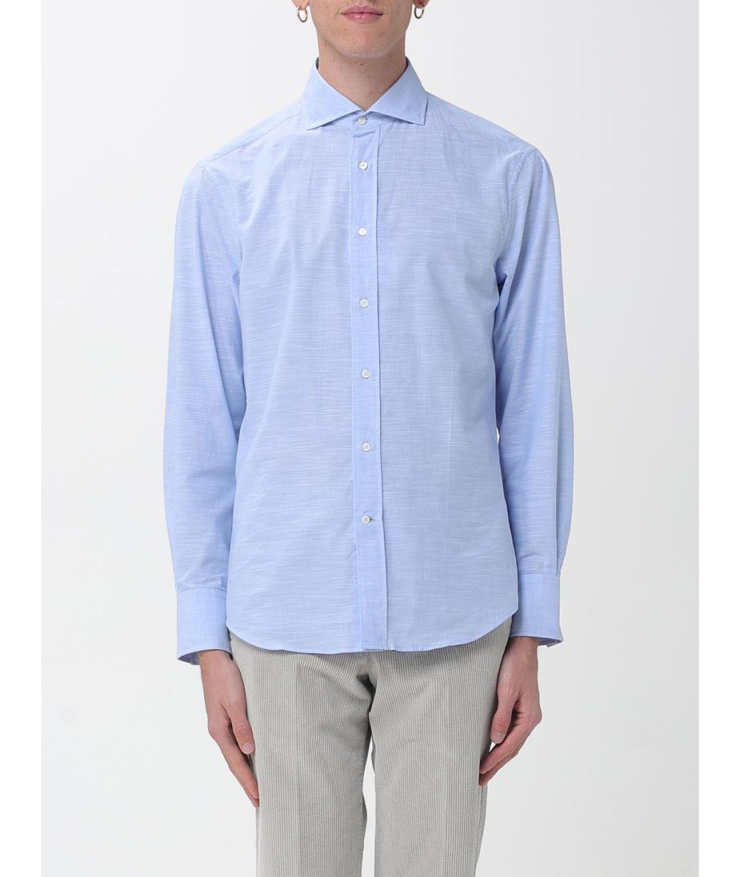 BRUNELLO CUCINELLI Голубая кэжуал рубашка, фото 5