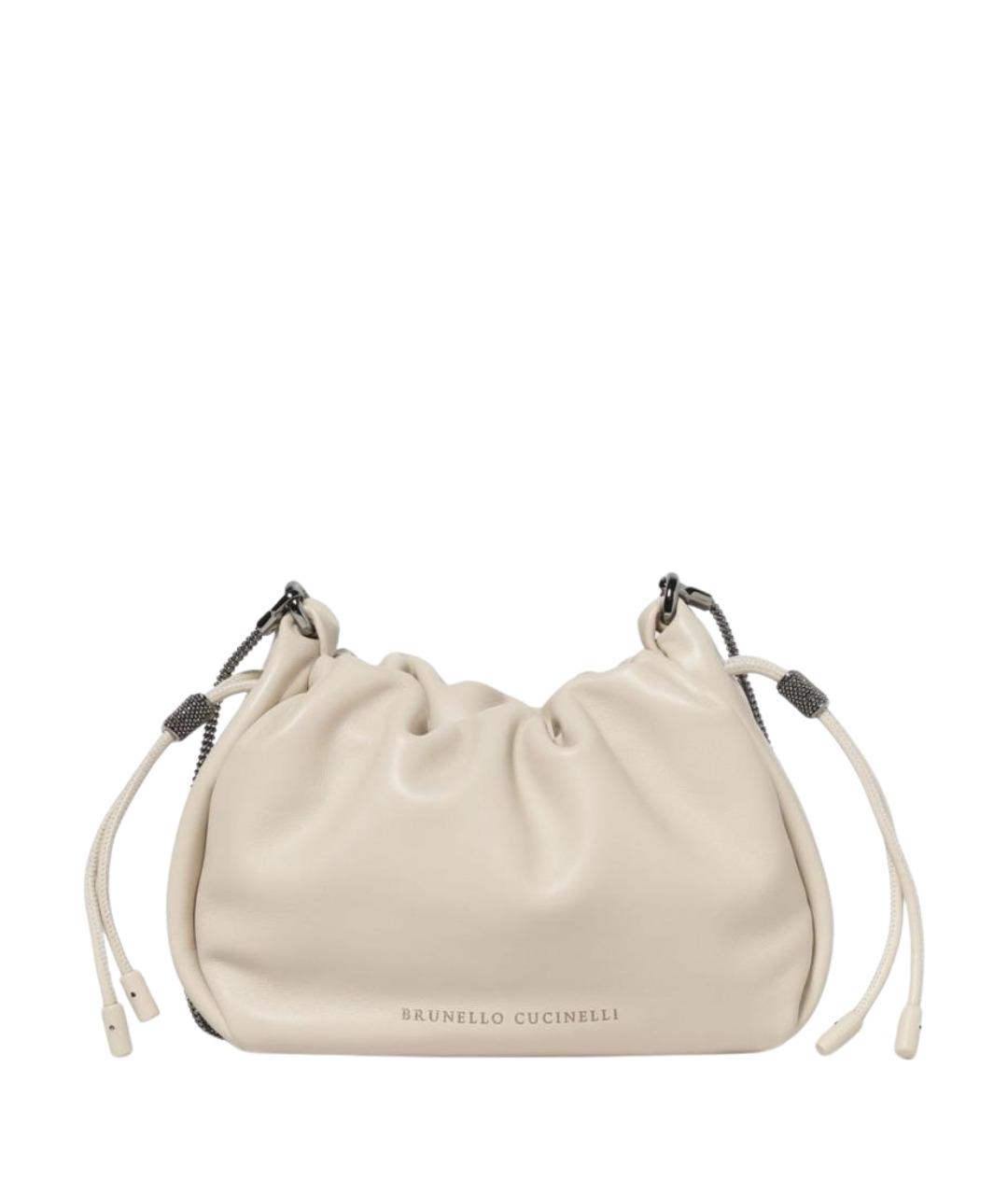 BRUNELLO CUCINELLI Бежевая кожаная сумка через плечо, фото 1